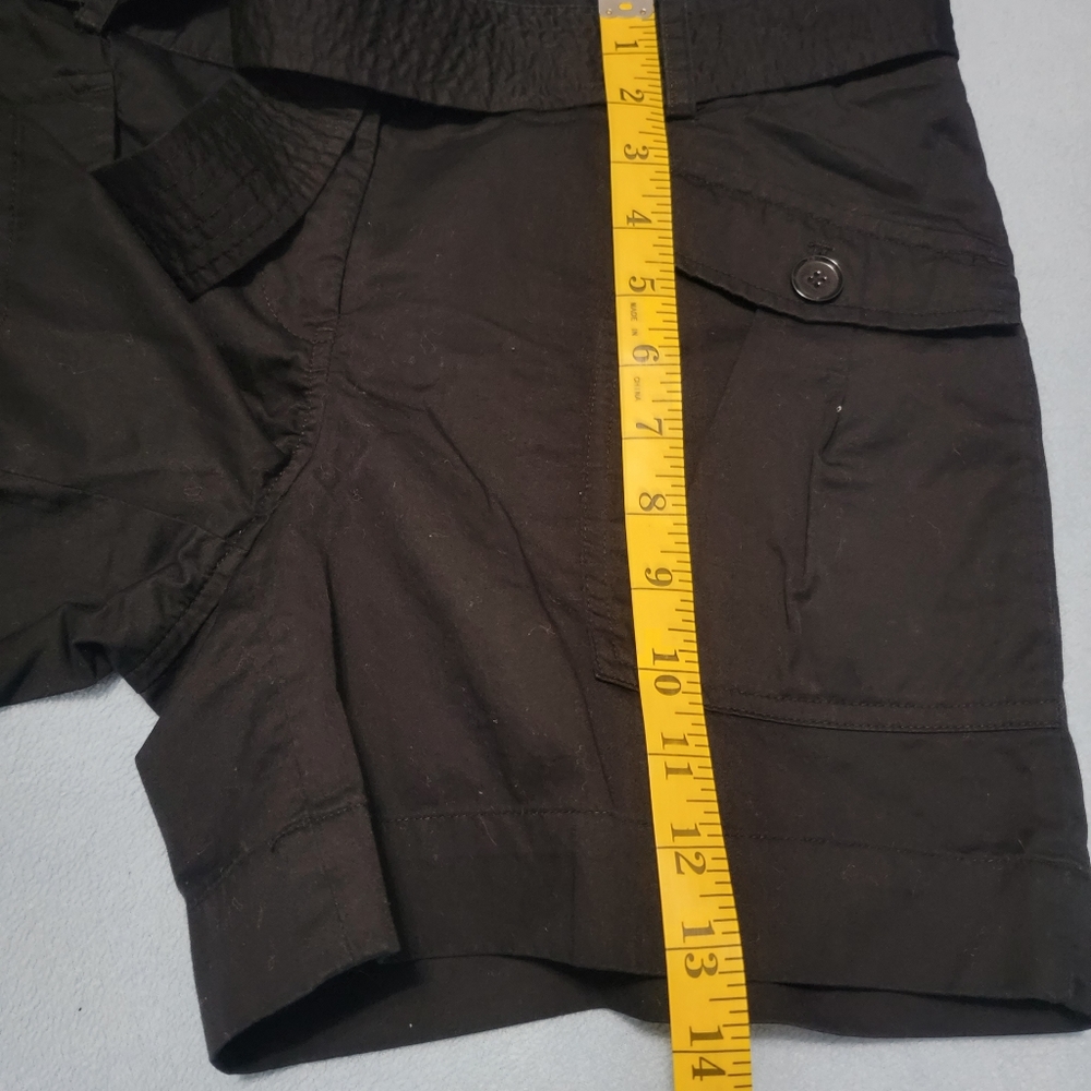Talbots Size 6P Petites Black Shorts Lightweight Pockets Belted Cotton Preppy - Picture 7 of 10